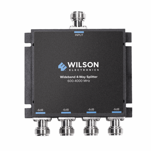 Divisor de potencia de 4 salidas, 50 Ohm, 600-4000MHz con conectores N-Hembra.