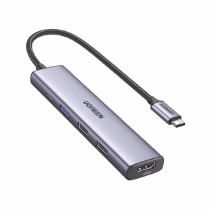 HUB USB-C (Docking Revodok) 5 en 1 | 1 USB-A 3.0 (5Gbps) | 2 USB-A 2.0 (5Gbps) | HDMI 2.0 4K@30Hz | USB-C PD Carga 100W | Cable Trenzado Duradero | Carcasa de Aluminio.
