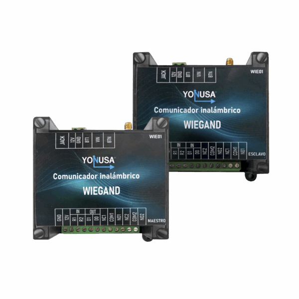 Convertidor de lectora para control de acceso (cableado a inalámbrico) / 1 Wiegand / 2 Relevadores / 2 Entradas / Hasta 1.6 KM de distancia