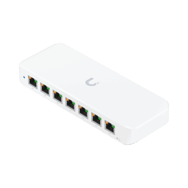 UniFi Switch Ultra 210W Administrable / 8 puertos GbE / (1) puerto POE++ IN opcional y (7) puertos POE+/ Wattaje depende de fuente o POE IN / Incluye fuente AC hasta 202W para POE