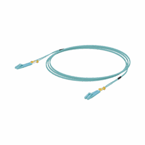 Jumper de Fibra Óptica Multimodo LC-LC duplex 10 G, 50/125 OM3, Color Aqua, 3 Metros