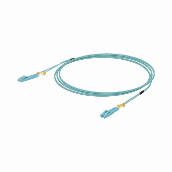 Jumper de Fibra Óptica Multimodo LC-LC duplex 10 G, 50/125 OM3, Color Aqua, 3 Metros