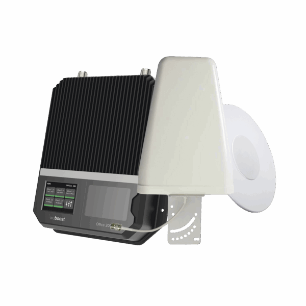 KIT Amplificador de señal celular 4G LTE, 3G y VOZ con antena direccional. Especial para cubrir áreas de hasta 4300 Metros Cuadrados por ser de grado comercial e industrial. Soporta múltiples operadores, tecnologías y usuarios.