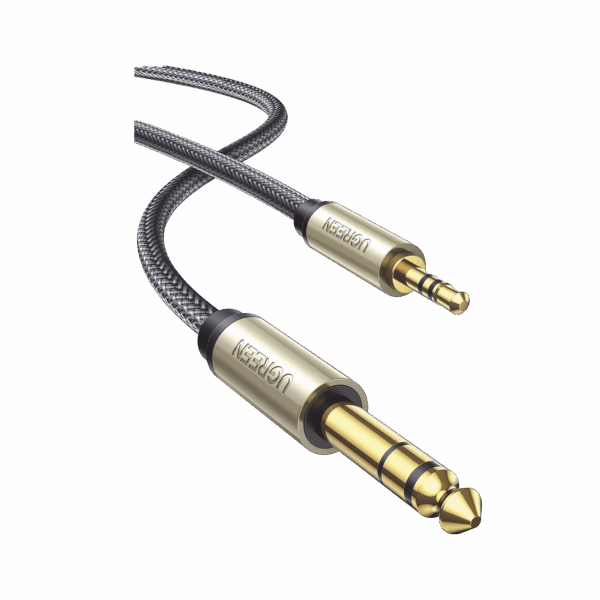 Cable Audio Estéreo 3.5mm (1/8") TRS a 6.35mm (1/4") TS / 1 Metro / Audio de Hi-Fi / Trenza de Nylon / Blindaje Múltiple / Caja de Aleación Zinc / Núcleo de Cobre Puro / Compatibilidad Universal