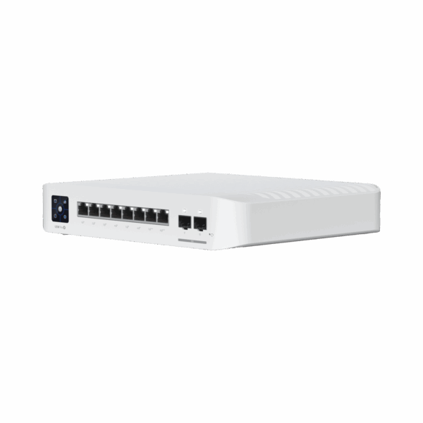 Switch UniFi Pro 8 PoE Administrable Capa 3, 8 puertos GbE / (6) puertos POE+ af/at y (2) puertos POE++ 802.3bt / (2) puertos SFP+ 10G / 120W de presupuesto POE