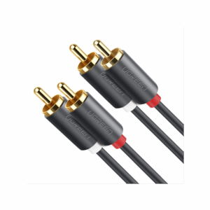 Cable de Audio 2 RCA Macho a 2 RCA Macho / 3 Metros / Color Negro / Alta Calidad /Anillos de goma para asegurar un agarre firme al instalar o quitar el cable