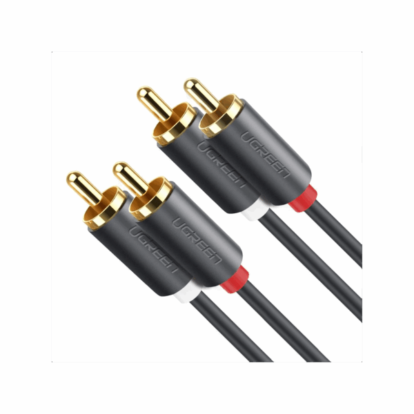 Cable de Audio 2 RCA Macho a 2 RCA Macho / 3 Metros / Color Negro / Alta Calidad /Anillos de goma para asegurar un agarre firme al instalar o quitar el cable