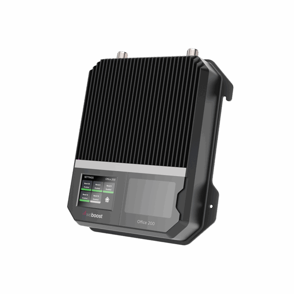 Amplificador Office 200 para 4G, 3G, 2G y llamada VoLTE y convencional. Especial para personalizarlo con antenas, cables y accesorios de acuerdo al requerimiento de la instalación. Puede cubrir áreas de hasta 4300 Metros Cuadrados