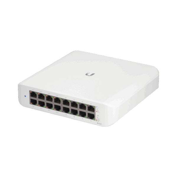 Switch UniFi Lite Administrable PoE de 16 Puertos 10/100/1000 Mbps (8 puertos 802.3af/at), 45 W