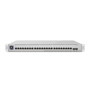 UniFi Switch Empresarial Capa 3 de 24 puertos PoE 802.3af/at (12 puertos 2.5G y 12 puertos 1G) + 2 puertos 1/10G SFP+, 400W, pantalla informativa