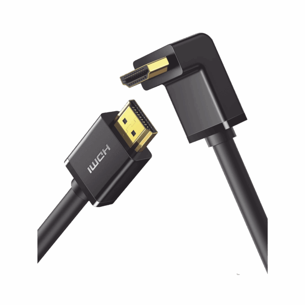 Cable HDMI 2.0  en Angulo de 90°  / 1 m / 4K@60Hz / HDR / 3D / HEC (Canal Ethernet HDMI) / ARC (Canal de Retorno de Audio / CEC / 32 canales de Audio / HDCP 2.2 / Dolby Atmos / 18 Gbps / Blindaje Múltiple