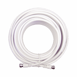 Jumper Coaxial con Cable Tipo RG-6 en Color Blanco de 6.09 Metros de Longitud y Conectores F Macho en Ambos Extremos. 75 Ohm de Impedancia.
