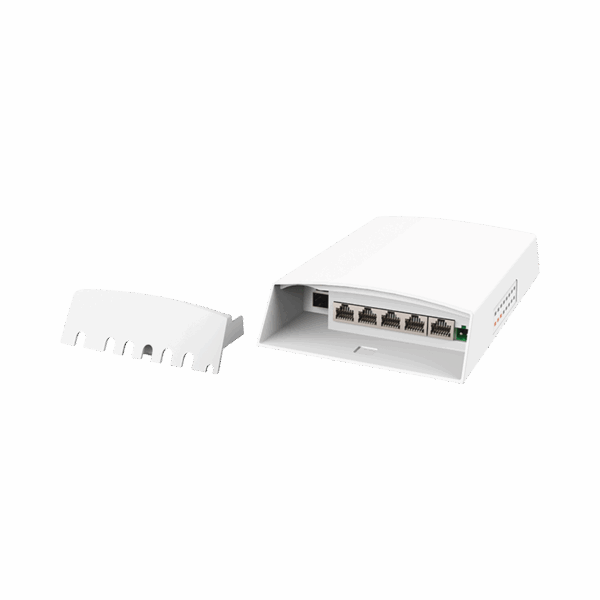 Switch CCTV PoE para Exterior / No administrable / PoE Entrada 802.3 bt Hasta 60W / 1 Puerto PoE salida 24V pasivo Hasta 12W /  3 puertos PoE 802.3 at Hasta 30W /  Ideal para Aplicaciones CCTV con Enlaces Inalámbricos