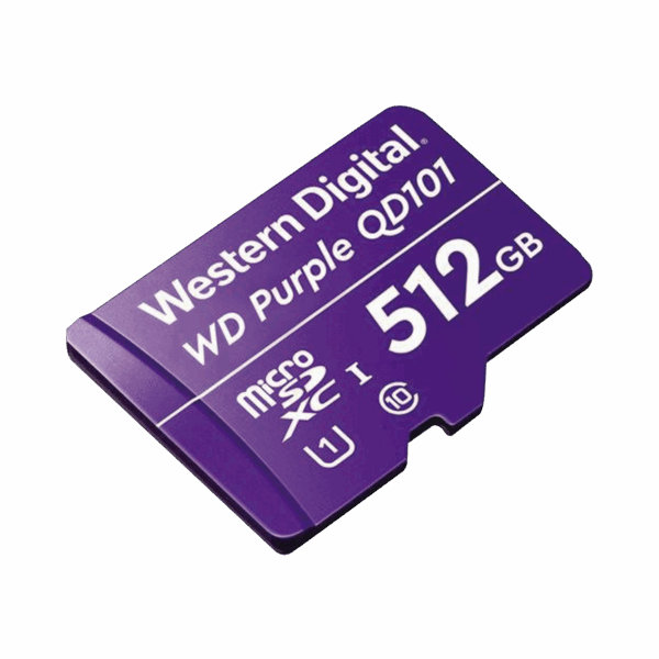 Memoria microSD de 512 GB PURPLE, Especializada Para Videovigilancia, 10 VECES MAYOR DURACIÓN, 3 AÑOS DE GARANTIA