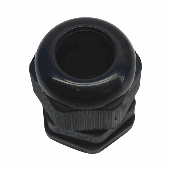 Conector Plástico Negro Tipo Glándula para Rosca NPT 3/4"