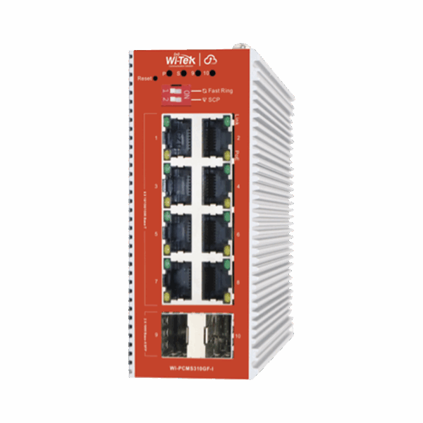 Switch L2+ PoE Industrial / Administración Cloud-Web-CLI / 8 Puertos PoE af/at 100/1000 Mbps / 2 Puertos SFP Gigabit / Presupuesto PoE 120 W / Protocolo ERSP (redundancia enlaces)