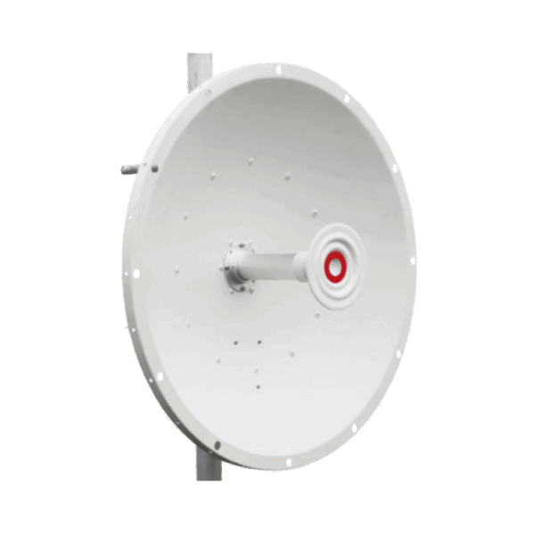Antena direccional de 2ft, 5.9 a 7.1 GHz, Ganancia 30 dBi, Conectores RP-SMA Hembra, Polarización doble, incluye montaje para torre o mástil