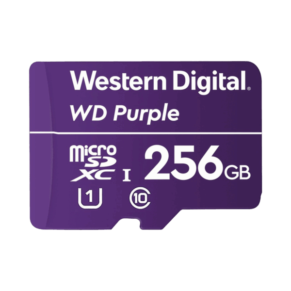 Memoria microSD de 256 GB PURPLE, Especializada Para Videovigilancia, 10 VECES MAYOR DURACIÓN, 3 AÑOS DE GARANTIA
