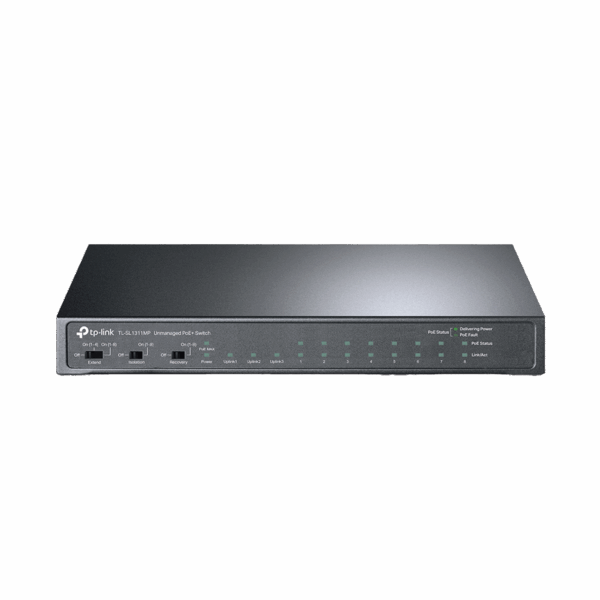 Switch PoE+ No Administrable De Escritorio 11 Puertos / 8 puertos 10/100 Mbps PoE af/at Inteligiente / Presupuesto 124 W / Hasta 250 metros