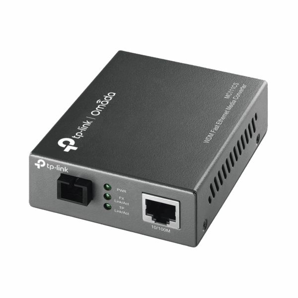 Convertidor Fibra Óptica WDM Monomodo / 1 puerto RJ45 10/100 Mbps / 1 puerto SC/UPC 100 Mbps /  Hasta 20 Km / Para su Funcionamiento Requiere el Modelo MC112CS / Plug and Play