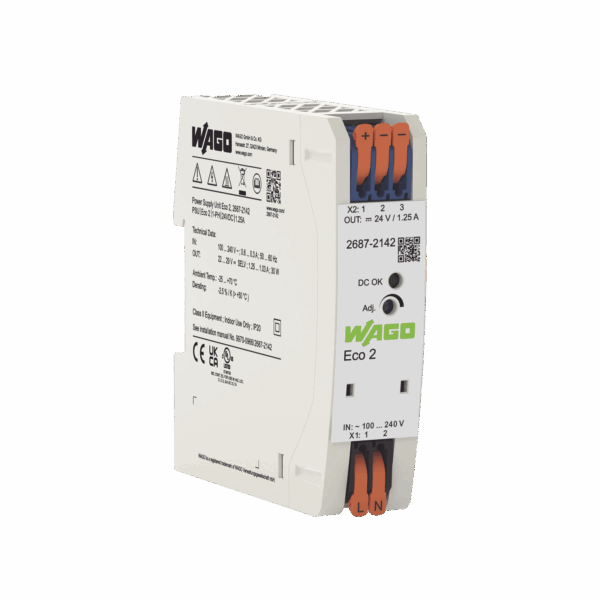 Fuente de alimentación; Eco 2; monofásico; Tensión de salida 24V DC; Corriente de salida 1,25A; DC-OK LED