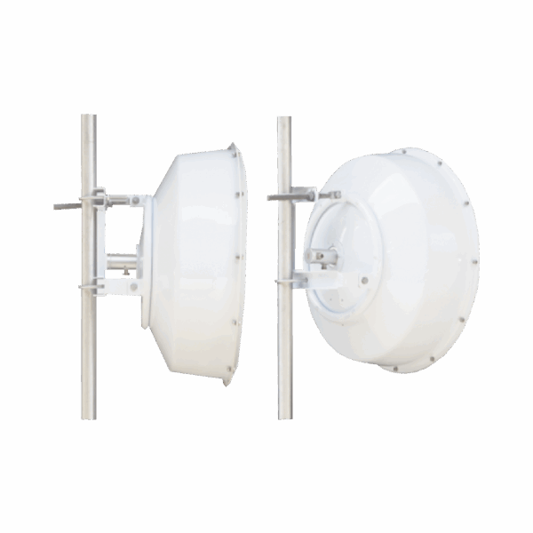 Antena direccional de alta resistencia, Ganancia 30 dBi, (4.9 -6.4 GHz), Plato hondo para mayor inmunidad al ruido, Conectores N-Hembra, Montaje incluido.