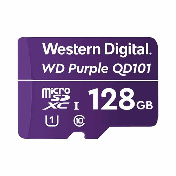 Memoria microSD de 128 GB PURPLE, Especializada Para Videovigilancia, 10 VECES MAYOR DURACIÓN, 3 AÑOS DE GARANTIA