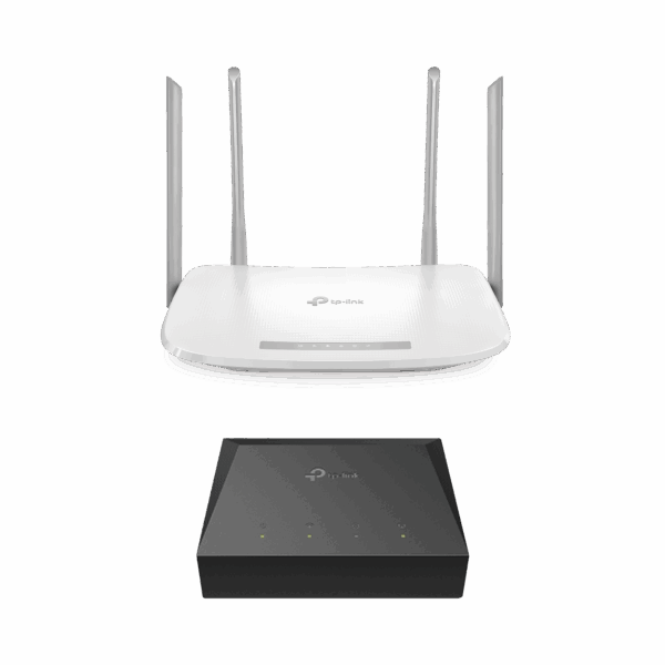 Kit de ONU Gigabit XZ000G3 con Router Router Inalámbrico ISP doble banda AC, Hasta 1167 Mbps, 4 antenas externas omnidireccional, Puertos Gigabit