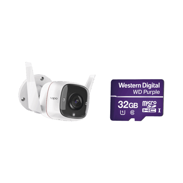 Kit de Cámara IP Wi-Fi / Incluye 1 Pieza Modelo TAPOC310 / 2 Megapixel / Audio Doble Vía / Utiliza la App Tapo / 1 Memoria Micro SD Modelo WD32MSD