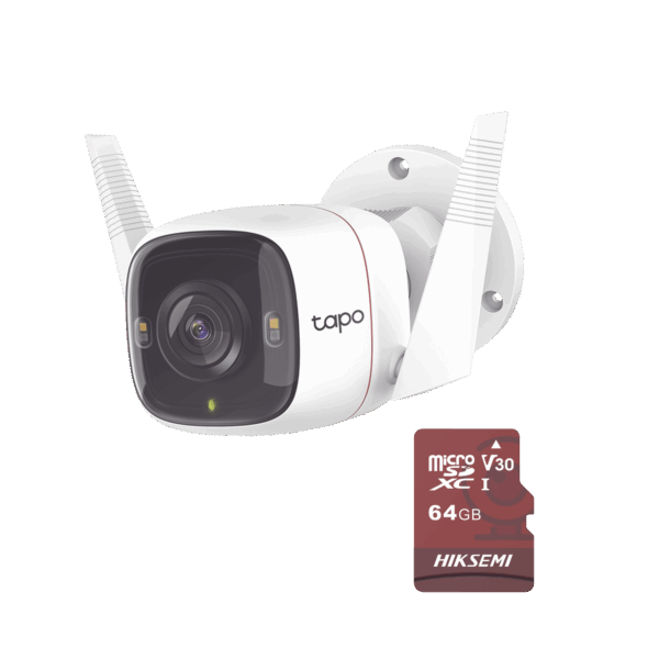 Kit de Cámara IP Wi-Fi / Incluye 1 Pieza Modelo TAPO-C320WS  /  Utiliza La App Tapo / 1 Memoria Micro SD Modelo Mod  HS-TF-E1/64G