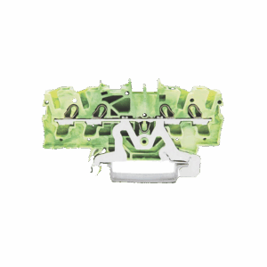 Borna de tierra para 4 conductores; 2,5 mm²; Apropiado para aplicaciones Ex e II; Marcaje lateral y central; para carril DIN 35 x 15 y 35 x 7,5; Push-in CAGE CLAMP®; 2,50 mm²; verde-amarillo