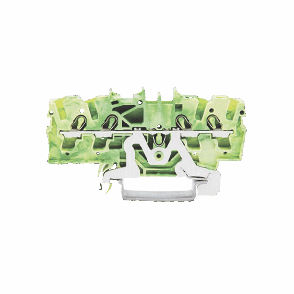 Borna de tierra para 4 conductores; 2,5 mm²; Apropiado para aplicaciones Ex e II; Marcaje lateral y central; para carril DIN 35 x 15 y 35 x 7,5; Push-in CAGE CLAMP®; 2,50 mm²; verde-amarillo