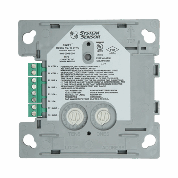 Módulo de Sincronización Inalámbrico / Compatible con Paneles Notifier, Fire-Lite, Silent Knight y Farenhyt / Incluye Baterías