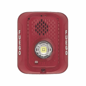 Sirena con Lampara LED Estroboscópica / 2 hilos / Montaje en Pared / Color Rojo / Configuración Estroboscópica Seleccionable