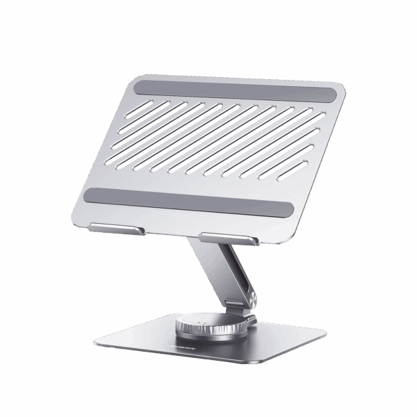 Soporte Giratorio de Aluminio para Laptop | Giratorio 360° | Función de Bloqueo | Soporta Laptops de 10 a 17.3''| Capacidad de Carga 5Kg | Excelente Estabilidad | Diseño Ergonómico | Altura y Angulo Ajustable | Plegable y Port&amp