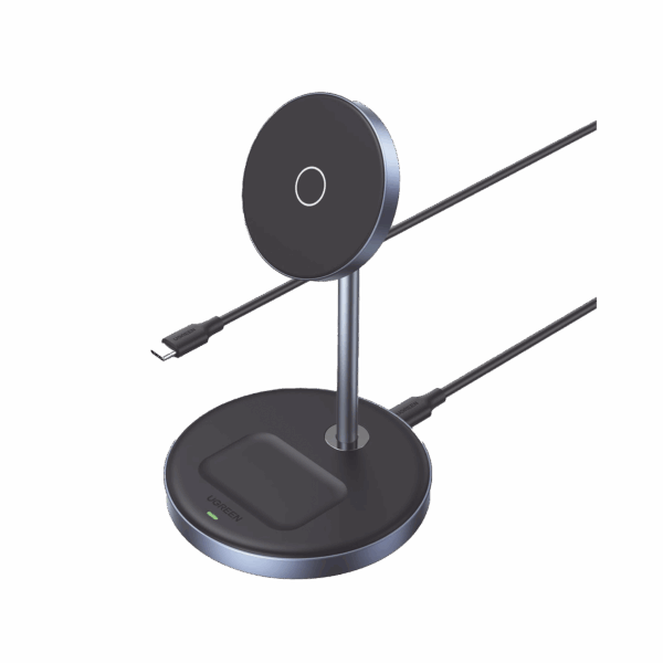Estación de Carga Inalámbrica | 3 en 1 | Compatible con MagSafe | Perfecto para iPhone y  AirPods | Carga Rápida Adaptativa /Simultanea | Múltiples Protecciones | Luz Indicadora LED | Aleación de Aluminio | Incluye Cable