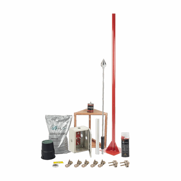 Kit Pararrayo con Accesorios para Protección de Diámetro de 200m.