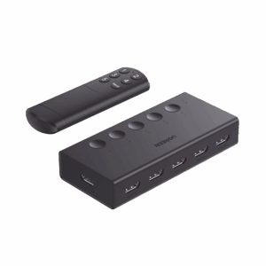 Conmutador HDMI 5X1 | 4K@60Hz | HDMI 2.0, 1.4 |  HDCP 2.2, 1.4 | VRR | Dynamic HDR | 3D | CEC | EDID | IR 10m | 18Gbps | Cambio Manual y por Control Remoto |  Incluye Cable de Alimentación USB.