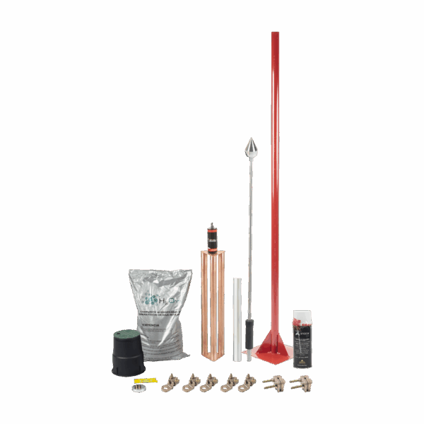 Kit Pararrayo con Punta en Aluminio con Accesorios para Protección de Diámetro de 160 m.