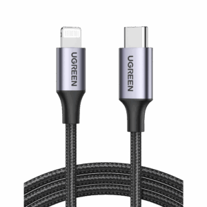 Cable USB-C a Lightning | 2 Metros | Certificado MFi | Carga Rápida 60W | 480 Mbps | Conector C94 | Adecuado para iPhone, iPad y iPod | Protección Integrada | Caja de Aluminio | Nylon Trenzado | Color Negro.