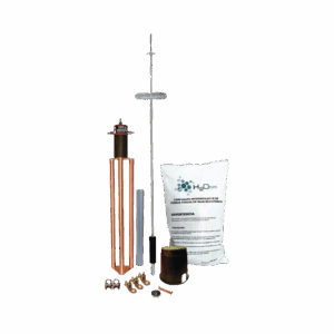 Kit de Pararrayo para Torre o Poste tipo Dipolo Corona con Electrodo y Accesorios de instalación.