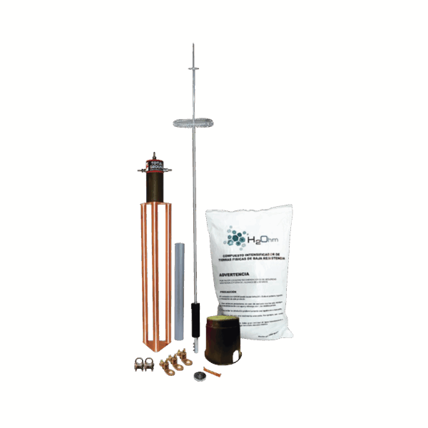 Kit de Pararrayo para Torre o Poste tipo Dipolo Corona con Electrodo y Accesorios de instalación.