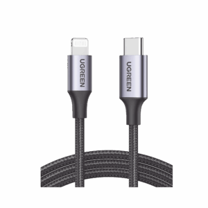 Cable USB-C a Lightning | 1 Metro | Certificado MFi | Carga Rápida 60W | 480 Mbps | Conector C94 | Adecuado para iPhone, iPad y iPod | Protección Integrada | Caja de Aluminio | Nylon Trenzado | Color Negro.