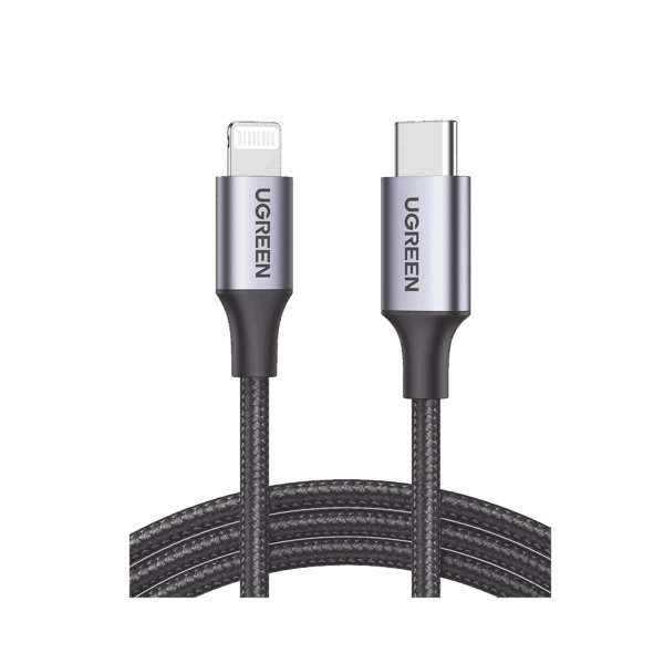 Cable USB-C a Lightning | 1 Metro | Certificado MFi | Carga Rápida 60W | 480 Mbps | Conector C94 | Adecuado para iPhone, iPad y iPod | Protección Integrada | Caja de Aluminio | Nylon Trenzado | Color Negro.
