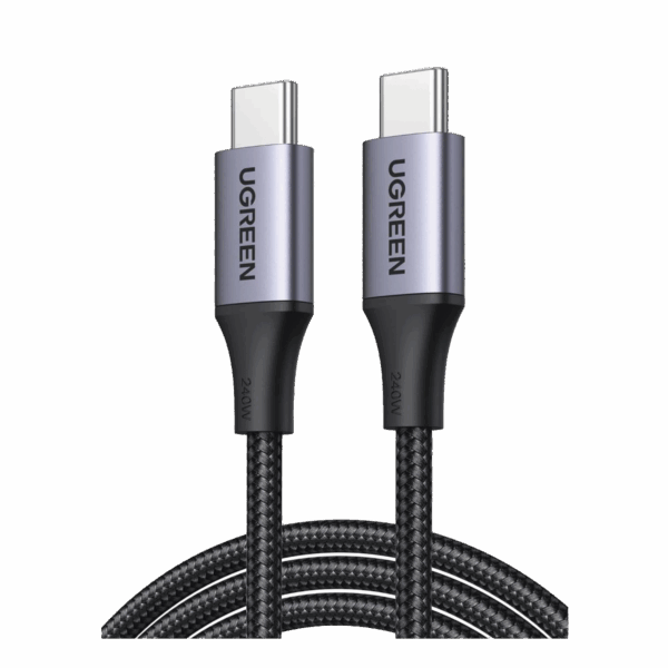 Cable USB-C a USB-C | 2 Metros | Potencia de Carga 240W | 48V/5A | PD3.1 /3.0 | 480 Mbps | Chip E-Market | Carcasa de Aluminio | Nylon Trenzado.
