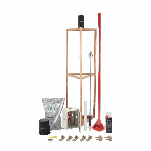 Kit Pararrayo con Accesorios para Protección de Diámetro de 300m.