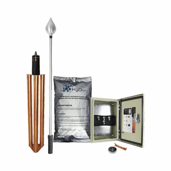 Kit de Pararrayo con Punta en Acero Inoxidable con Diámetro de Protección de 160 metros.