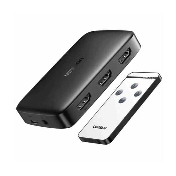 Conmutador HDMI (Switch) 4K@30Hz | 3 Entradas a 1 Salida | 3D | Transmisión Estable | Incluye Control Remoto | Receptor de Infrarrojos | Indicador LED | Chip Inteligente | Incluye Cable Micro USB para Alimentación.