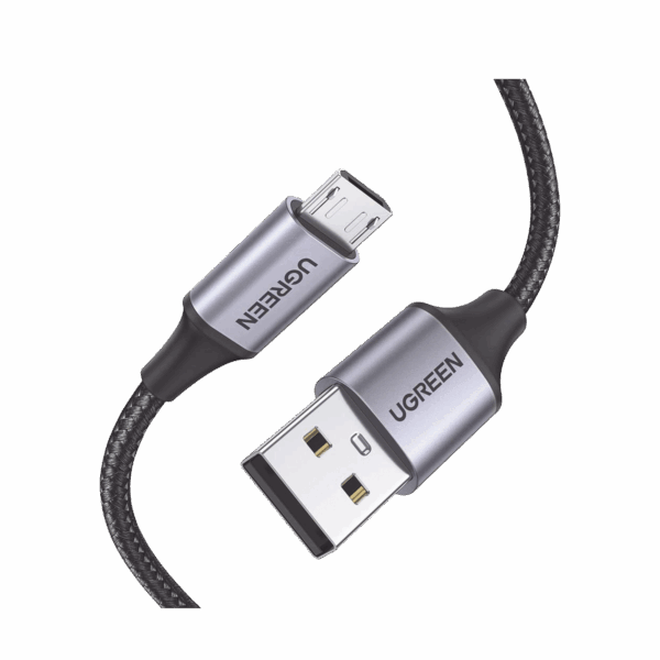 Cable USB-A a Micro USB | 1 Metro | Carga Rápida | QC 3.0/2.0 | FPC | AFC | Transferencia de datos de 480 Mbps | Recarga hasta 18W | Protección Integrada | Caja de Aluminio | Nylon Trenzado | Color Negro.