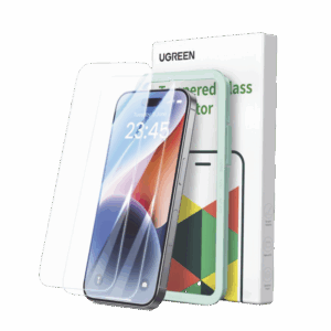 Protector de pantalla UGREEN HD con marco de instalación para iPhone 16 Pro (paquete de 2)